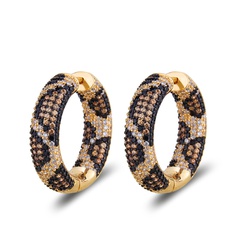 nouvelles boucles d'oreilles zircon imprimé léopard mode cuivre plaqué or plein diamant variété de boucles d'oreilles bijoux