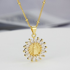 European and American Ins Simple Necklace Female Fashion Trendy Style Diamond Virgin Pendant Ornaments Golden Chain Necklace Wholesale