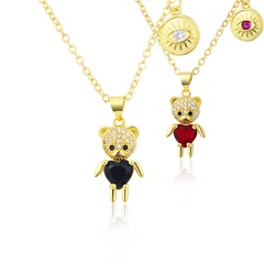New diamond bear necklace copper gold-plated bear tag combination hot sale