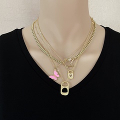 new combination copper necklace fashion imitation pull ring butterfly clavicle chain
