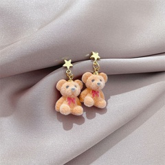 fashion personality Japanese and Korean version of the new love bear fluff earrings five-pointed star earrings