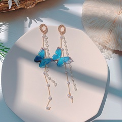jewelry blue transparent bow earrings long fashion acrylic earrings