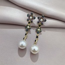 personality Japan and South Korea new flower color diamond microinlaid earrings pearl pendant earrings long earringspicture9