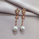 personality Japan and South Korea new flower color diamond microinlaid earrings pearl pendant earrings long earringspicture10