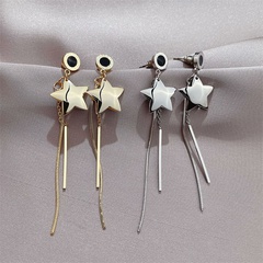 new Japanese and Korean simple five-pointed star tassel earrings high-end long fashion earrings