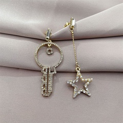 Japanese and Korean personality new asymmetric earrings star key diamond earrings fashion simple earrings