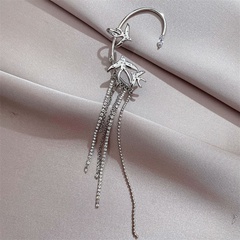Korean version of long pierced earrings bird small animal geometric women's inlaid chain earrings