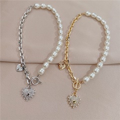 Tongfang Ornament Korean Style New Love Pearl Stitching Necklace Goddess Clavicle Chain Female Fashion Personality High Sense