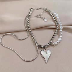 Tongfang Ornament Korean Style New Sweater Chain Shape Metal Heart Multi-Layer Necklace Personality Punk Hip Hop Women