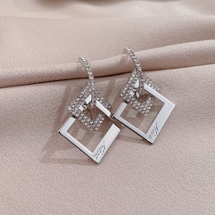 new Korean version of earrings earrings micro-inlaid geometric earrings small and simple earrings earrings
