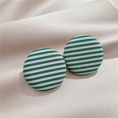 Tongfang Ornament Korean Fabric Ear Studs Versatile Personality Exaggerated Striped Large round Circle Button-Shaped Internet Influencer Earrings