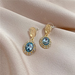 blue crystal earrings temperament forest female rhinestone wild retro simple earrings  NHFT437513