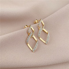 Tongfang Ornament Double-Layer Atmospheric Geometric Diamond Rhinestone Earrings Exaggerated Western Style Earrings Slimming Long Earrings