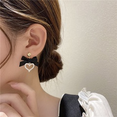 Korean black ribbon bowknot diamond earrings new fashion earrings design earrings
