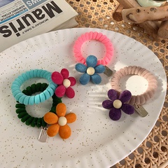 Contrasting color velvet flower hair rope candy color phone ring head rope sweet temperament hair ring Japanese and Korean hair accessories Mori autumn and winter