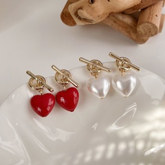 Korean Style 925 Silver Needle Fashion Ear Jewelry Sweet Temperament Red Love Heart Stud Earrings 2021 Trendy Earrings Earrings