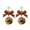 Korean version of the fashion autumn and winter new bow leopard hair ball earrings simple retro niche creative earringspicture11