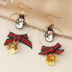 European and American Creative Christmas Snowman Bow Bell Earrings Fashion Cartoon Cute Holiday Earrings