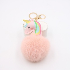 Cross-border hot sale unicorn cute girl bag exquisite small pendant gift Amazon hair ball pony keychain