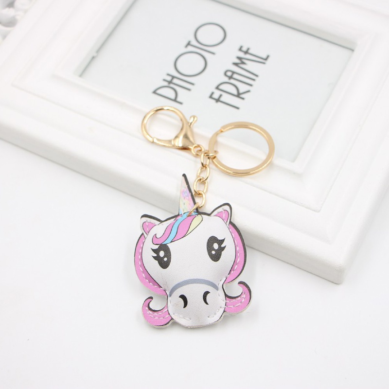 New unicorn pu leather anime cartoon bag boutique small pendant bag key chain accessories