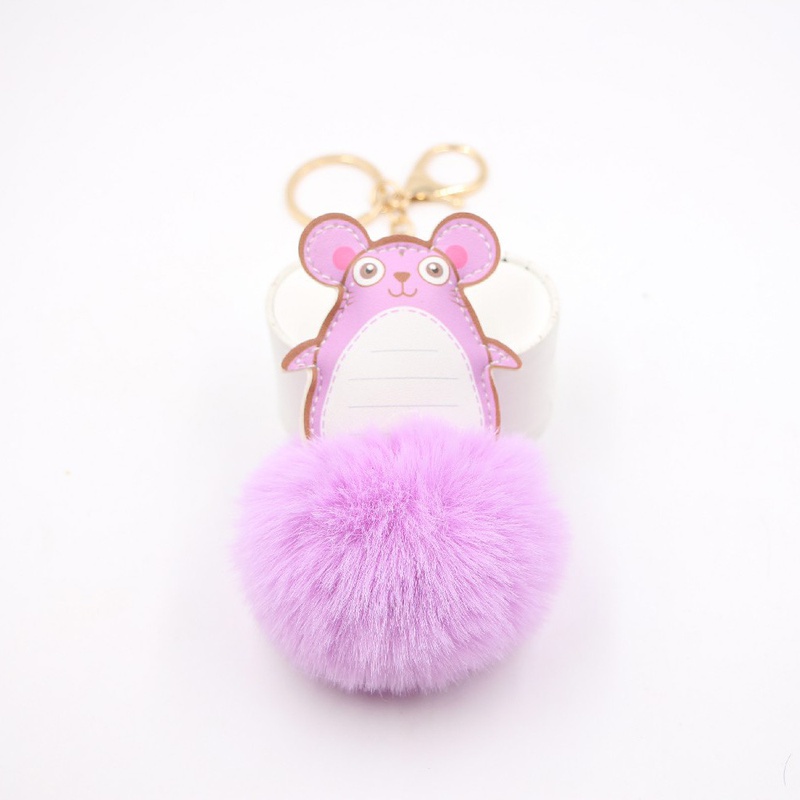 Crossborder mouse fur ball keychain hot selling mouse plush bag accessories small gift pendant in Europe and America