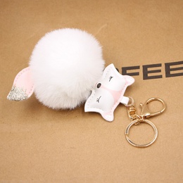 New product fox pu leather plush bag keychain fox head doll toy fur ball school bag pendant pendantpicture28