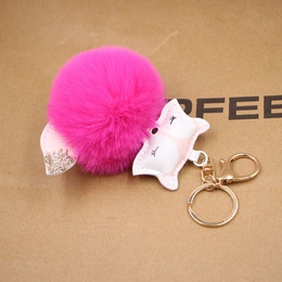 New product fox pu leather plush bag keychain fox head doll toy fur ball school bag pendant pendantpicture27