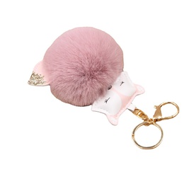 New product fox pu leather plush bag keychain fox head doll toy fur ball school bag pendant pendantpicture26