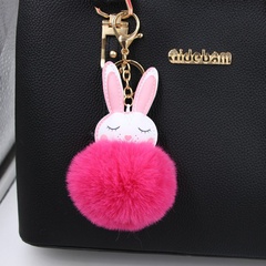 Nouveau produit petit lapin blanc boule en peluche mignon porte-clés de voiture pendentif portefeuille accessoire boucle