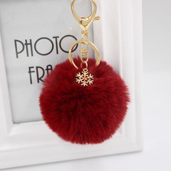 hot selling Christmas snowflake plush keychain alloy snowflake Christmas fur ball pendant bag keychain wholesale