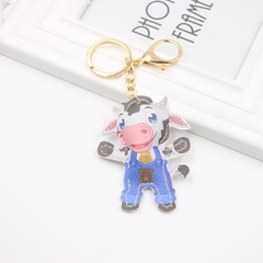 Cross-border humanoid cow leather keychain foreign trade punk cow animal cartoon bag pendant girl bag accessories