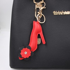 Red high heels pu leather bag pendant keychain Korean leather wallet accessories