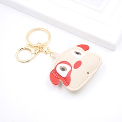 Creative cute dog pu leather keychain pendant dog year natal lucky puppy bag pendant personalized