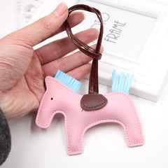 Tassel horse bag pendant key chain PU leather pony school bag accessories pendant pu pendant wholesale