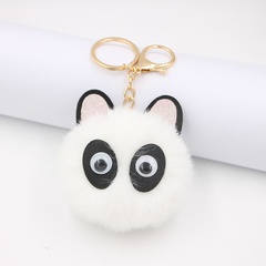 Cute panda eyes hair ball pendant key chain bag ornaments plush wholesale