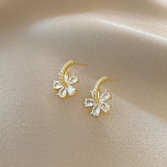 Net red fashion ins wind flower zircon earrings female simple micro-studded full diamond earrings niche temperament trend earrings