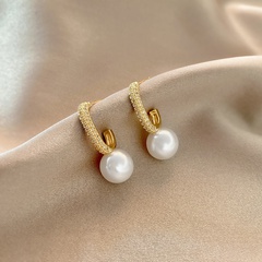 Net red ins wind simple niche earrings personalized design zircon pearl earrings cold wind temperament wild earrings