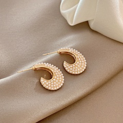 Simple fashion design earrings female ins trend personality pearl earrings Hong Kong style niche wild ear jewelry wholesale