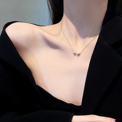 Korean fashion personality design titanium steel necklace net red temperament niche clavicle chain cold wind zircon pendant wholesale