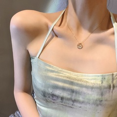 fashion geometric zircon titanium steel necklace personality fishtail pendant cold wind temperament clavicle chain