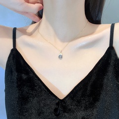 Korea fashion titanium steel necklace personality design pendant trend zircon crystal clavicle chain