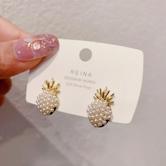 Korean Dongda tide small pearl pineapple earrings net red temperament high-end earrings
