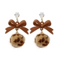 Korean version of the fashion autumn and winter new bow leopard hair ball earrings simple retro niche creative earringspicture12