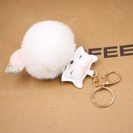 New product fox pu leather plush bag keychain fox head doll toy fur ball school bag pendant pendantpicture30