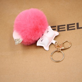New product fox pu leather plush bag keychain fox head doll toy fur ball school bag pendant pendantpicture32