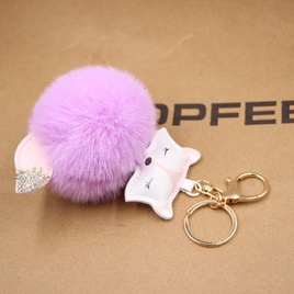 New product fox pu leather plush bag keychain fox head doll toy fur ball school bag pendant pendantpicture37