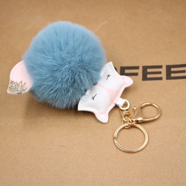 New product fox pu leather plush bag keychain fox head doll toy fur ball school bag pendant pendantpicture39