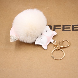New product fox pu leather plush bag keychain fox head doll toy fur ball school bag pendant pendantpicture40