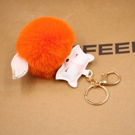 New product fox pu leather plush bag keychain fox head doll toy fur ball school bag pendant pendantpicture45