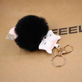 New product fox pu leather plush bag keychain fox head doll toy fur ball school bag pendant pendantpicture46